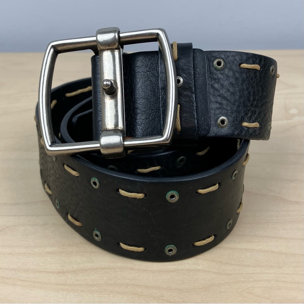 Olga Santini Women’s Belt Size Small Black Leather Studded Buckle KEN-305